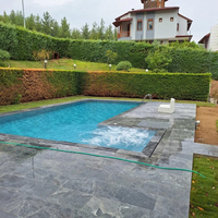 Ubin Dek Kolam Renang Anti-Selip Motif Black Shadow Marble 2025, Persegi, Hasil Akhir Sandblasted Brushed, untuk Dekorasi Taman Luar Ruangan