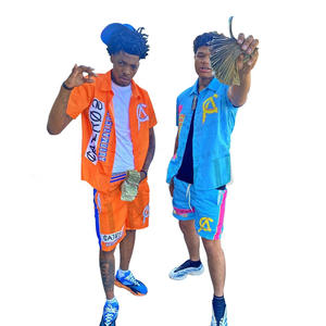 Chándal de algodón y poliéster satinado para hombre, superventas, logotipo personalizado, camisa de playa de manga corta de dos piezas, conjunto de pantalones cortos transpirables - Product Image 5