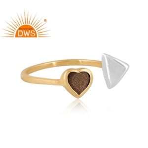Nouvelle tendance Design laiton plaqué or 18 carats or naturel éclat obsidienne bague en pierres précieuses Demi bijoux fins pour les femmes cadeau pour elle - Product Image 2
