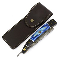 Rasoir droit professionnel vintage en acier Damas pour homme, lame droite, approuvé par les barbiers, en acier inoxydable