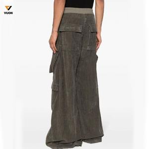 Ropa deportiva con logotipo personalizado para hombre, pantalones de chándal de algodón para correr, ropa de calle, pantalones de pana Cargo de seda, cintura elástica, seda decorativa - Product Image 3