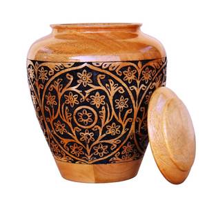 Véritable urne en bois sculpté à la main pour les cendres humaines à la main en bois crémation couvercle fileté urnes funéraires pour hommes femmes - Product Image 1