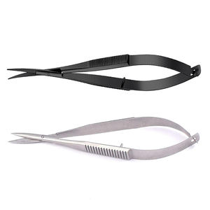 Tijeras de resorte de color negro y plateado hechas con acero inoxidable alemán Tijeras de resorte para cutículas de manicura - Product Image 3