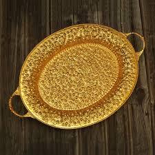 Platos de servicio redondos grandes, platos de bandeja de servicio de 16 "/14"/12 ", platos de bandeja para servir comida, bandejas de servicio de latón aptas para lavavajillas, - Product Image 5