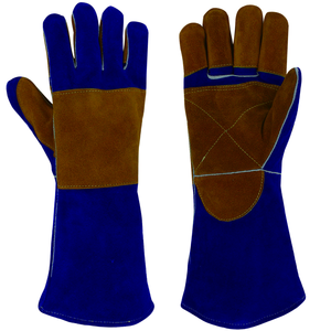Gants de soudage en cuir de haute qualité, longs, en cuir de vache véritable, pour hommes, résistants à la chaleur, gants de sécurité TIG - Product Image 2