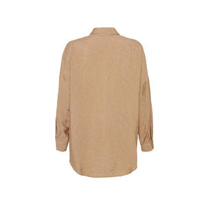 Blusa Elegante de Gasa Beige con Cuello Floral Bordado para Damas - Product Image 3