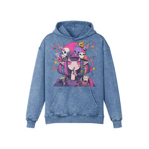 Sweat à capuche à épaules tombantes, délavé à l'acide, décoloré par le soleil, vente chaude, sur mesure, tendance streetwear, anti-boulochage, respirant, pour femme - Product Image 6