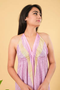 Robe longue en soie à dos nu style bohème, motif floral, impression sérigraphique durable, style de fête - Product Image 6