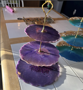 Soporte de resina epoxi para pastel de perlas doradas y plateadas para cumpleaños, boda, fiesta, decoración, soportes de exhibición de pasteles - Product Image 5