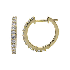 Pendientes de aro de oro blanco refinado de 14 quilates con diamantes redondos naturales Ajuste elegante de pavé Accesorio de lujo atemporal elegante - Product Image 6