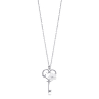 Clé Coeur Forme Fleur Conception Été 925 Bijoux En Argent Sterling À La Main Charme Collier Bijoux