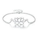 14K White Gold Beaded <b>Bracelet</b> with Lotus Flower and Diamond Number <b>Ball</b> Religious Style Gift for Buddhists - Product Image 3