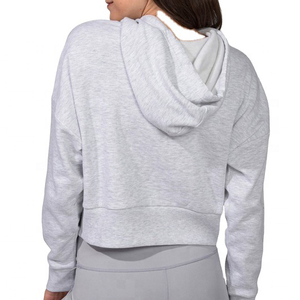 Sudadera con capucha de gran tamaño recortada de nuevo diseño Unisex para mujer, sudaderas con capucha informales personalizadas para mujer, cuello con capucha bordado - Product Image 3