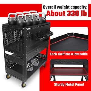 New 3 Tier Detachable Utility <b>Cart</b> Steel Pegboard Rolling <b>Tool</b> Storage Garage Organizer with Wheels for <b>Tool</b> Cabinets - Product Image 4