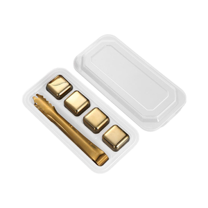 ก้อนน้ำแข็งโลหะทำด้วยมือก้อนน้ำแข็งสแตนเลสขัดเงาสีทองพร้อมโลโก้อุปกรณ์เบียร์ก้อนน้ำแข็งเย็นวิสกี้ - Product Image 3