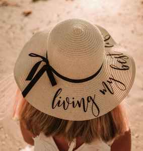 Sombrero de Paja Personalizado con Nombre, Bordado a Mano, Ala Ancha, para Playa, Pesca, Ciclismo, Casual, para Mujer, Viajes de Verano, Adulto - Product Image 4