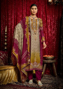 Traje pakistaní de muselina pura con diamantes y estampado digital para adultos hecho de seda con Salwar Kameez - Product Image 4