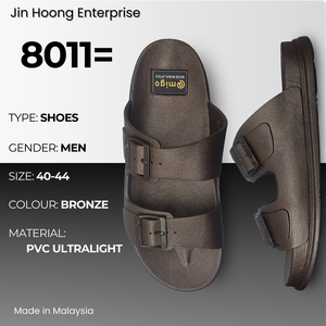 รองเท้าแตะ PVC แบบหัวเข็มขัดสีบรอนซ์ น้ำหนักเบา กันลื่น สวมใส่สบาย รองเท้าลำลอง ขายส่งจำนวนมาก @migo 8011= ผลิตในมาเลเซีย - Product Image 1