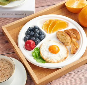 Assiette jetable de luxe en bagasse à 9 compartiments avec design divisé imperméable 9CP - Product Image 4