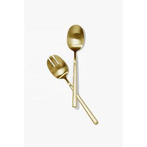 Juego de servicio de ensalada Chapado en plata de acero inoxidable con mango largo y simple para boda - Product Image 4