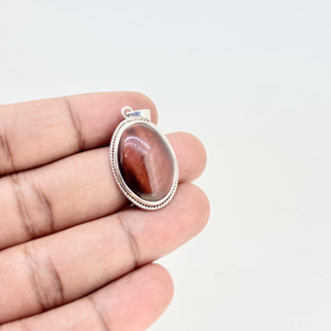 Natural Red Tiger Eye Oval Gemstone Bezel Setting 925 Sterling Silver Religious Party Charm <b>Pendant</b> Unique <b>Birthstone</b> Jewelry - Product Image 1