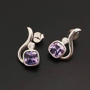 Pendientes de Amatista Natural Vitality, Plata de Ley, Joyería de Amatista, Piedra Preciosa Morada, Piedra de Nacimiento de Febrero, Aniversario de Bodas - Product Image 1