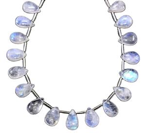 Awesome Quality 21 Pieces Natural Blue Fire <b>Rainbow</b> Moonstone Smooth Pear Shape Beads Jewelry Making <b>Bracelet</b> Necklace - Product Image 1