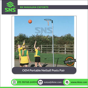 Base de peso pesado y construcción de tubo de acero hueco resistente Excelente calidad Altura ajustable OEM Par de postes de netball portátiles - Product Image 4