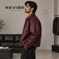 Veste en cuir de vachette bordeaux surdimensionnée pour homme, style vintage, luxe, cuir véritable, fournisseur OEM personnalisé
