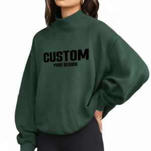 Pull-over unisexe surdimensionné en molleton de coton français, col montant, style universitaire, décontracté, écologique, broderie personnalisée, hiver - Product Image 1