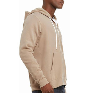 Sudadera con capucha con logotipo personalizado de camuflaje y cremallera lateral de lana de alta calidad con bolsillo con cremallera de color sólido - Product Image 3