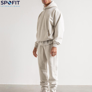 Conjunto Deportivo de Invierno para Hombre, Talla Grande, Estilo Urbano Vintage, Estampado, 100% Algodón, Felpa, Transpirable, Ecológico, Sudadera con Capucha y Pantalones Deportivos Personalizados - Product Image 1