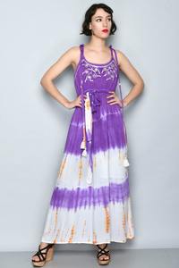 ชุดเดรสยาวผ้าเรยอนสำหรับผู้หญิงใส่ในฤดูร้อนเดรสยาวสำหรับใส่ไปงานปาร์ตี้สวมใส่สบายๆและใส่ไปทะเลปักลาย - Product Image 5