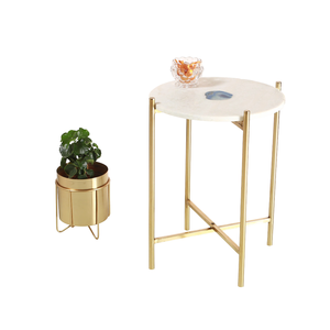 <b>Marble</b> Top Design <b>Side</b> <b>Table</b> Modern Small Golden Metal Round <b>Side</b> <b>Table</b> for Hotel Home Furniture Made Acube Industries - Product Image 3