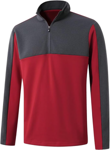 OEM Pull quart de fermeture éclair pour hommes Performance Wicking Mock Neck Fleece Golf Zip Pullover Sweatshirt - Product Image 5