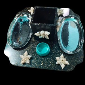 Bandeja de Aperitivos de Madera Negra de Lujo con Portacucharas, Tazones Elegantes para Ocasiones Especiales por K S Exports - Product Image 1