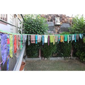Handmade Multicolour Indian Vintage Recycled Sari Saree Large Flag Bunting Garlands for Party Outhouse-Mango Wedding <b>Banners</b> - Product Image 2