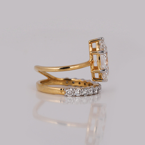 Anillo de diamantes de oro de 10 quilates de lujo Marquesa y corte redondo con ajuste de pavé de derivación perfecto para Bodas de compromiso u ocasiones especiales - Product Image 6