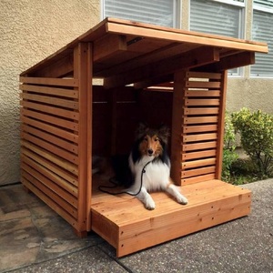 Petite maison pour chien en bois massif de teck 39 x 39 pouces, fabriquée à la main en Indonésie - Product Image 1
