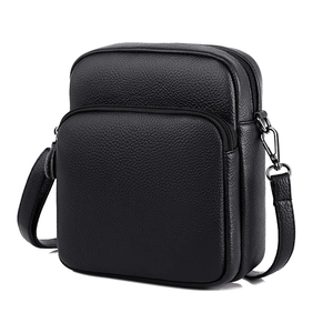 Men's and Women's GENUINE Leather Crossbody Bag with <b>Shoulder</b> <b>Strap</b> Waterproof Zipper Closure Fashionable Design - Product Image 1