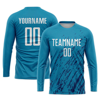 Seragam Jersey sepak bola sublimasi kustom: pakaian tim desain macan tutul biru & hitam yang dipersonalisasi