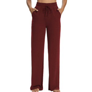 Los mejores pantalones de chándal de invierno, pantalones de chándal acampanados con logotipo personalizado, pantalones de chándal acampanados de Color sólido con cordón de alta calidad para mujer - Product Image 1