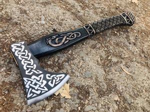 Cabeza de hacha de acero al carbono estilo vikingo, mango de madera de acero inoxidable barbudo forjado a mano para supervivencia al aire libre, Camping, uso Industrial - Product Image 3