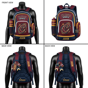 Sac à dos de cheerleading pour femmes en polyester 600D de qualité supérieure, 320 GSM, design à panneaux bleu et orange, durable, logo brodé personnalisé, sac de sport - Product Image 4