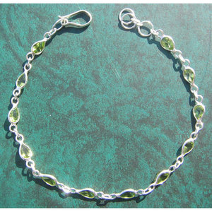 Shah Gems Women's Natural Peridot <b>Bracelet</b> 925 Sterling Silver Fine <b>String</b> <b>Bracelet</b> - Product Image 1