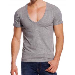 Camiseta de Manga Corta para Hombre, Verano, al por Mayor, Corte Ajustado, Informal, Transpirable, Cuello en V, Camiseta de Media Manga - Product Image 6