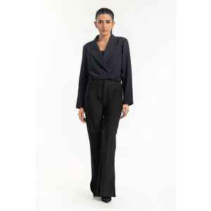 Blazer de smoking court bleu marine 224-210-024, croisé avec boutons et broderies, longueur courte, motifs unis et imprimés - Product Image 2