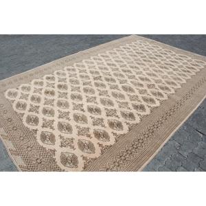 Turkish Vintage Rug 8.3x12.5 ft, <b>Brown</b> Ikat <b>Wool</b> Rug - Product Image 3