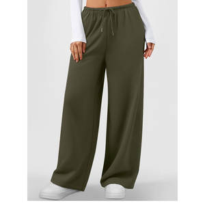 กางเกงสเวตแพนท์ทรงหลวมเอวผูกเชือก ลวดลายโลโก้แบบกำหนดเอง สไตล์ลำลองทันสมัย ดูหรูหรา ระบายอากาศได้ดี เหมาะสำหรับใส่กลางแจ้ง ผ้าซักแล้ว สำหรับผู้หญิง - Product Image 4