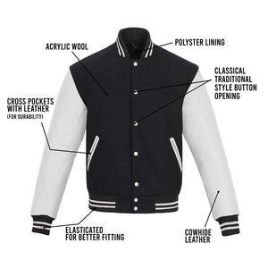 Chaquetas Varsity Letterman Más Demandadas 2025, Venta al por Mayor, Últimos Diseños Personalizados, Chaqueta de Manga Larga Hecha de Cuero/Lana para Hombre - Product Image 4